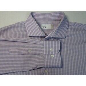 Nordstrom Rack Dress Shirt 16.5 x32/33 Trim Fit Purple & White Checkered